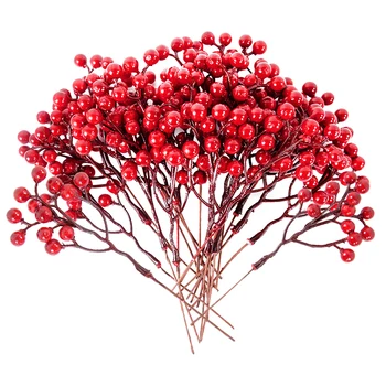 5vnt Christma Dirbtinių Uogų Modeliavimas Red Cherry Stamen Kalėdų Medžio Apdaila, Dekoratyviniai Naujųjų Metų Šalis 