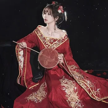 Hanfu Suknelė Moterims Senovės Kinų Tradicinio Siuvinėjimo Vestuvių Nuotakos Raudona Hanfu Suknelė Moterų Cosplay Kostiumai, Plius Dydis XL