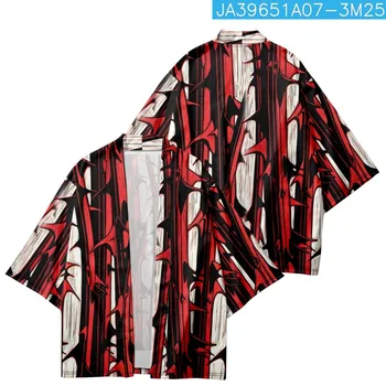 Mados Japonijos Vyrų Raudona Spausdinti Cardigan Haori Moterų Tradicinių Azijos Drabužių Cosplay Marškinėliai Yukata Paplūdimio Kimono