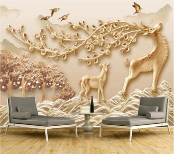 Individualizuotos fono paveikslėlį 3d freskos naujas Kinijos HD įspaustais miško sika elniai TV fono sienos dokumentų namų dekoro papel de parede фотообои