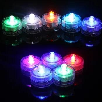 2x Elektra Akvariumas Atmosfera lempos RGB LED Arbatos Žvakių Šviesos 3CM Mini Plūduriuojantis Vonia Lempos 