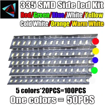 50PCS 335 5Colors Pusėje SMD LED 4008 4.0*1.8*0.8 MM Pak Rinkinys, Raudona, Geltona, Balta, Žalia Mėlyna Oranžinė Purpurinis Rožinis Šiltas Šaltas Ledo