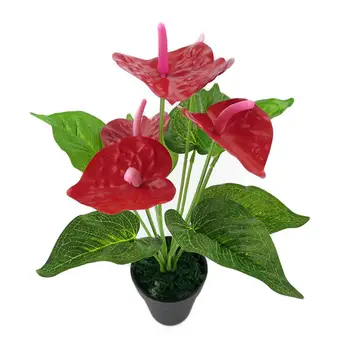 1 Vnt/5 Gėlės + 7 Lapai Dirbtiniais Anthurium Augalų Plastiko Anthurium Dirbtiniai Augalai, Namų Biuro Apdailos Dirbtinės Gėlės
