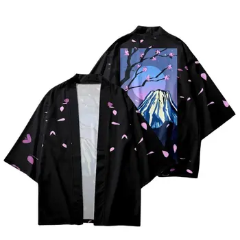Tradicinis Japonų Kimono Paplūdimio Šortai Vasarą Cartoon Vulkanas Spausdinti Streetwear Moterys Vyrai Yukata Harajuku Haori Cardigan