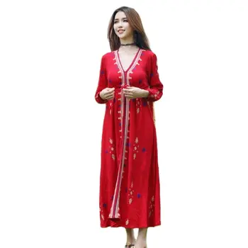 Azijos Etninės Siuvinėta Suknelė Trijų Ketvirtį Rankovės Tradicinių Indijos Drabužių, Turkijos Ir Pakistano Ir Indijos Moterų Kostiumas