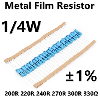(100vnt) 1/4W Metalo Kino Rezistorius 1% penkių spalvų žiedas precision resistor 200R 220R 240R 270R 300R330Ω