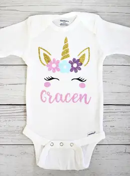 asmeninį pavadinimas arba numeris 1-asis gimtadienis kūdikių bodysuit onepiece romper vaikiška Apranga marškinėliai baby shower Naujųjų Metų šaliai džiaugtis