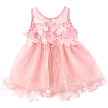 Vasaros Baby Girl Drabužiai, Naujagimių Drabužiai korėjos Mielas Tinklelio, be Rankovių Raudona Princesė Pirmojo Gimtadienio Vaikiška Suknelė Suknelės BC2005-1