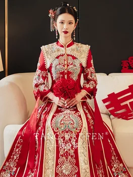 Yourqipao Kinijos Vestuvių Suknelė Tradicinių Cheongsam Derliaus Plius Dydžio Modernus Raudonas Hanfu Sijonas Moterų Tango Kostiumas Rytų Suknelės