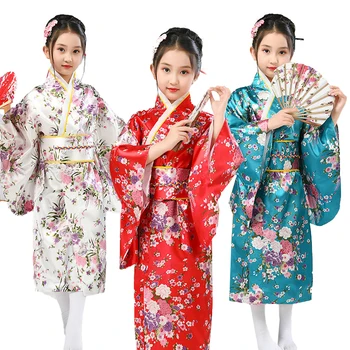 Vaikai Kimono Tradicinis Japonų Stiliaus Povas Yukata Suknelė Mergaitė Vaikas Cosplay Japonija Haori Kostiumas Azijos Drabužiai
