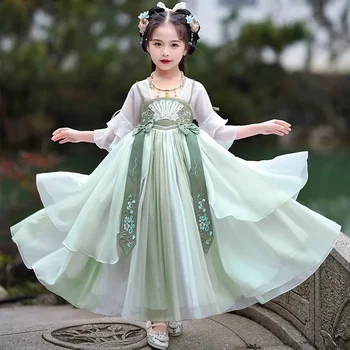 Merginos Derliaus Kinijos Tradicinės Hanfu Saldus Mergina Dress Vaikams Atlikti Kostiumai, Pasakų Suknelė Princesė Tango Tiktų Vaikams Cosplay