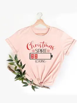 Miela Laiško Stiliaus Mielas Print T Shirt Kalėdų Moterys Naujųjų Metų trumpomis Rankovėmis Tee Drabužių Viršų Mados Pagrindinis Grafinis T-shirts
