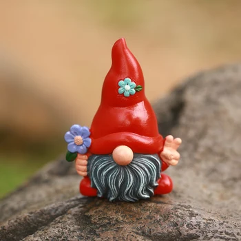 1pc Beveidis Nykštukas Lėlės Dervos Ornamentas, Magijos Sodas, Taikos Gnome Valdos Gėlių Amatų Stereoskopinis Pixie Statula