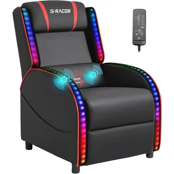 Homall LED Žaidimų Masažas Recliner Kėdės Lenktynių Stiliaus Vieną Kambarį Sofos PU Odos Sėdynės Patogiai Ergo
