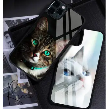 Mielas Katė Gyvūnų Modelio Telefono dėklas Guminis iPhone 12 11 Pro Max XS 8 7 6 6S Plus X 5S SE 2020 XR 12 Mini atveju