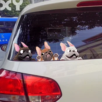 Prancūzų Buldogas Lipdukas šunelis PVC Vinilo Decal Gyvūnų Animacinių filmų Mielas Automobilių Lipdukai Vandeniui Bamperis Lango Stiklas Priedai