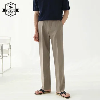 Korėjos Kietas Tiesiai Kostiumas Pants Mens Streetwear Laisvas Paprastas Atsitiktinis Kelnės Vyrų Harajuku Patogus Elastinga Juosmens Sporto Ziajać