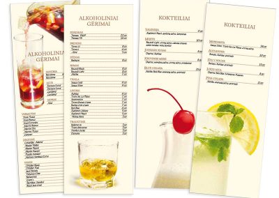 BARCELONA restorano gėrimų ir kokteilių meniu