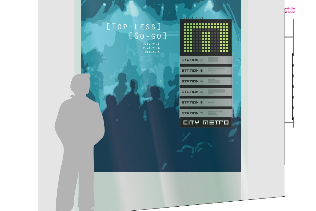 CITY METRO naktinio klubo informacinis stendas