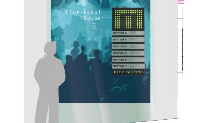 CITY METRO naktinio klubo informacinis stendas